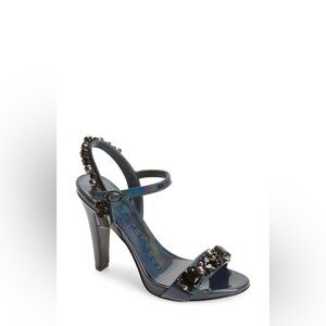 Karl Lagerfeld Paris Claude Embellished Ankle Strap Heels